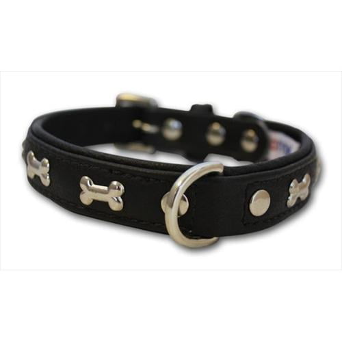 Angel Rotterdam Bones Midnight Black Leather Dog Collar