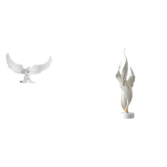 Angel Sculpture Decorative Figurine Feather Ornament Resin Material for Home Office Desktop Bookshelf Decoration