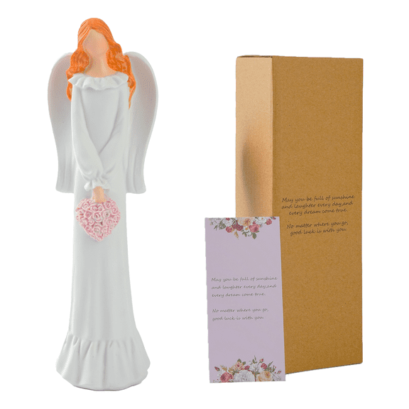 Angel Sculpture Figurine, Carved and Hand-Painted Statue