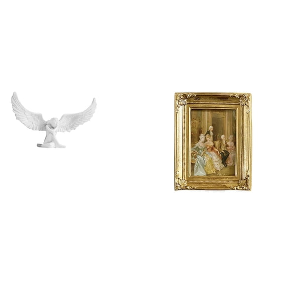 Angel Sculpture Picture Frame Card Holder Resin Craft Retro Decor for Living Room Office Desk Tabletop