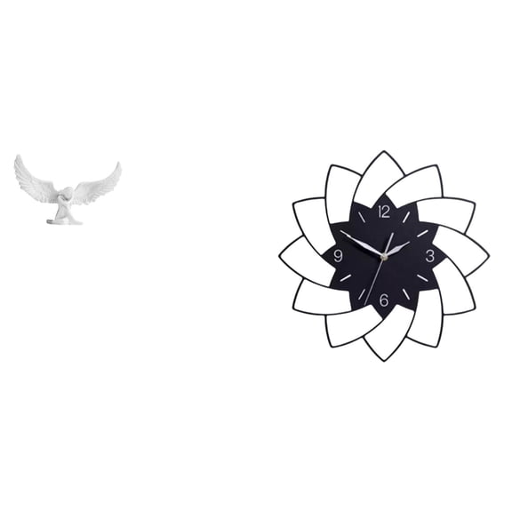 Angel Sculpture Wall Clock Figurine Acrylic Silent Non Ticking Large Size for Office Bedroom Housewarming Decor