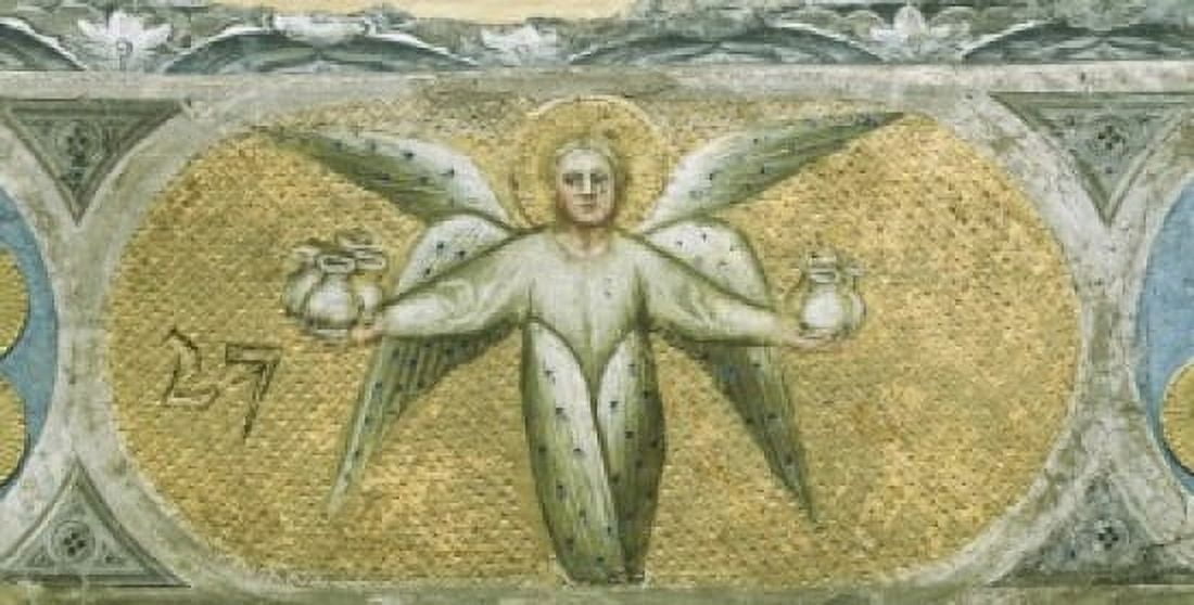 The Angel with Seven Cruets for the Scourges c 137678 Giusto di Giovanni Menabuoi (op 1363-1393 Italian) Fresco Baptistry of the Cathedral Padua Canvas Art - Giusto di Giovanni Menabuoi (18 x 24)
