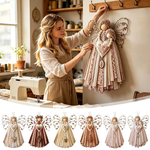 Angel Sewing Kit, DIY Fabric Craft Kit, Hands-on Holiday Project for Tabletop Wall Shelf and Handmade Christmas Displays, Precut Textile Pieces with Guided Assembly Supplies