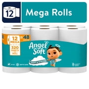 Angel Soft 2-Ply Toilet Paper, 12 Mega Rolls, 320 Sheets per Roll