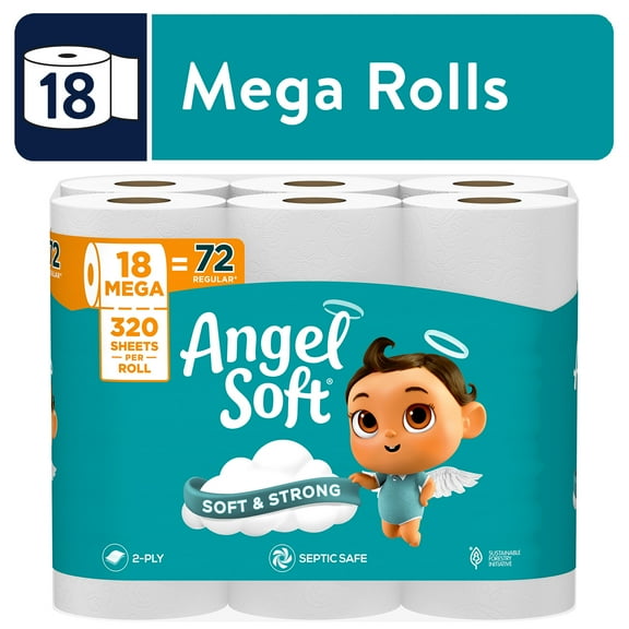 Angel Soft 2-Ply Toilet Paper, 18 Mega Rolls