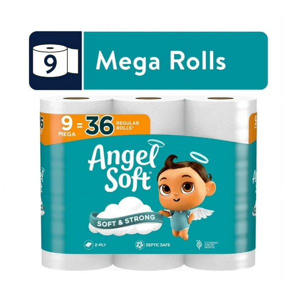 Angel Soft 2-Ply Toilet Paper, 9 Mega RollsAngel