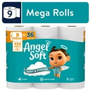 Angel Soft 2-Ply Toilet Paper, 9 Mega Rolls