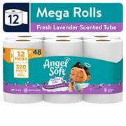 Angel Soft 2-Ply Toilet Paper, Fresh Lavender Scented Tube, 12 Mega Rolls