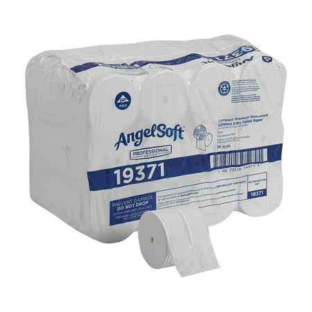 Angel Soft ps® Compact® Coreless 2-Ply Premium Embossed Bathroom Tissue, 750 Sheets Per Roll, Case Of 36 Rolls