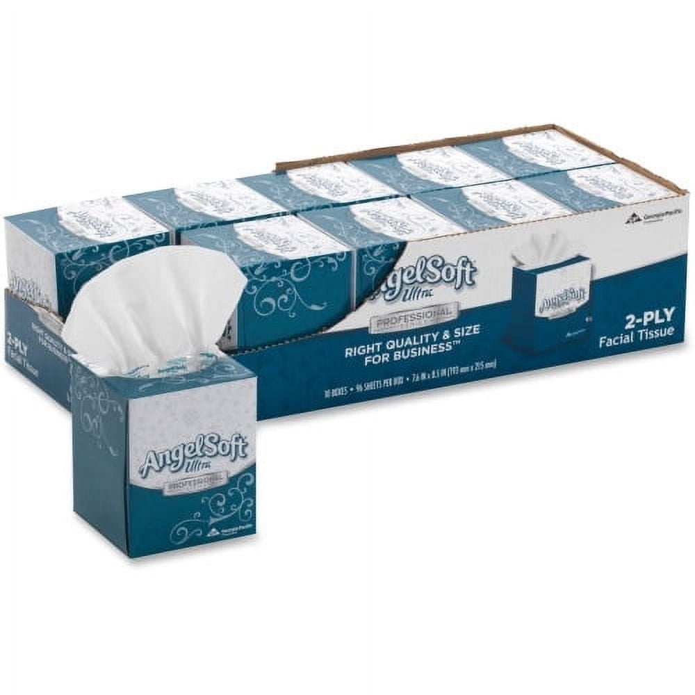 GEORGIA PACIFIC PROFESSIONAL Angel Soft Professional Series Facial Tissue by GP Pro in Cube Box 2 Ply - 7.60" x 8.50" - White - For Lodging, Office, Medical - 96 Per Box - 10 / Carton