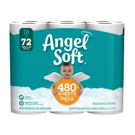 Angel Soft Toilet Paper, 18 Mega Rolls (= 72 Regular Rolls)
