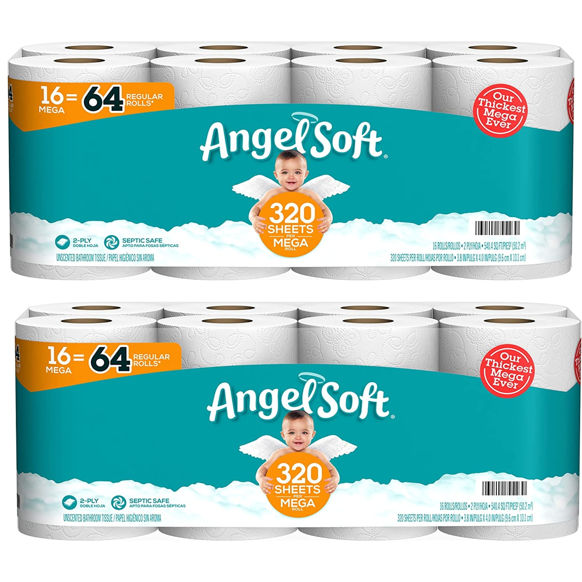 Angel Soft Toilet Paper, 2 Ply Tissue Roll Ultra Soft, Clog & Septic