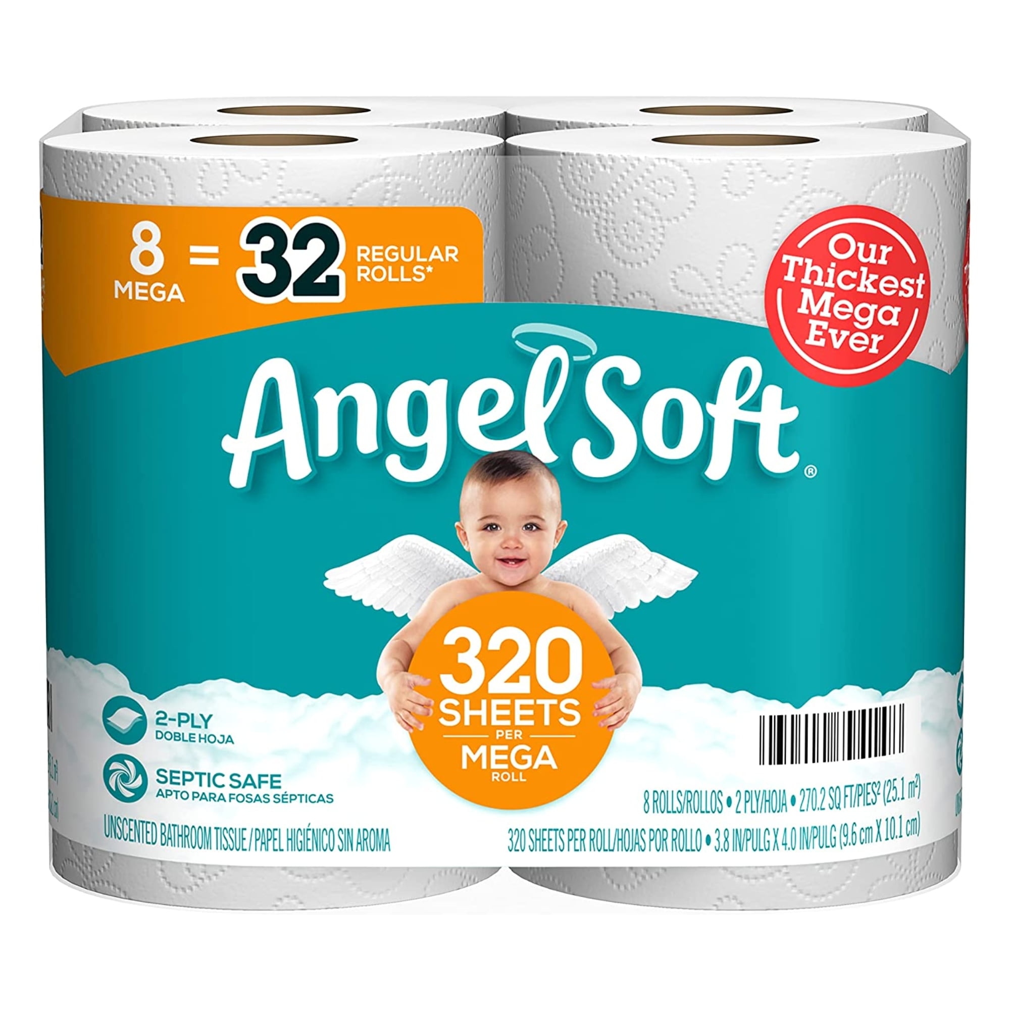Angel Soft Toilet Paper, 2 Ply Tissue Roll Ultra Soft, Clog & Septic Safe Bath Tissue for Home