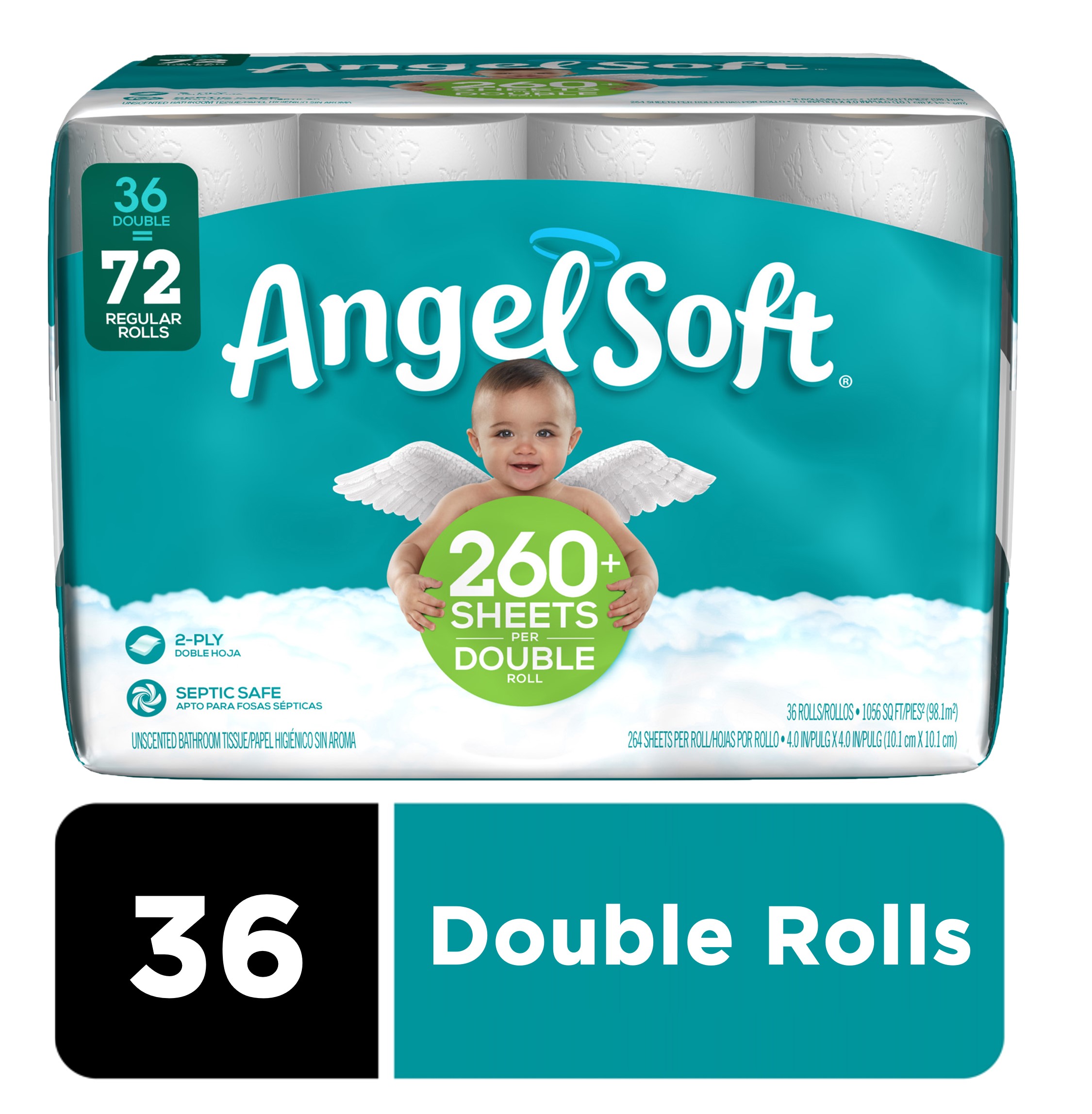 Angel Soft Toilet Paper, 36 Double Rolls (= 72 Regular Rolls) - image 1 of 12