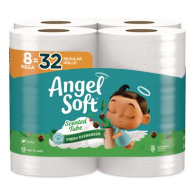 Angel Soft Toilet Paper, 8 Mega Rolls with Evergreen Scented Tube