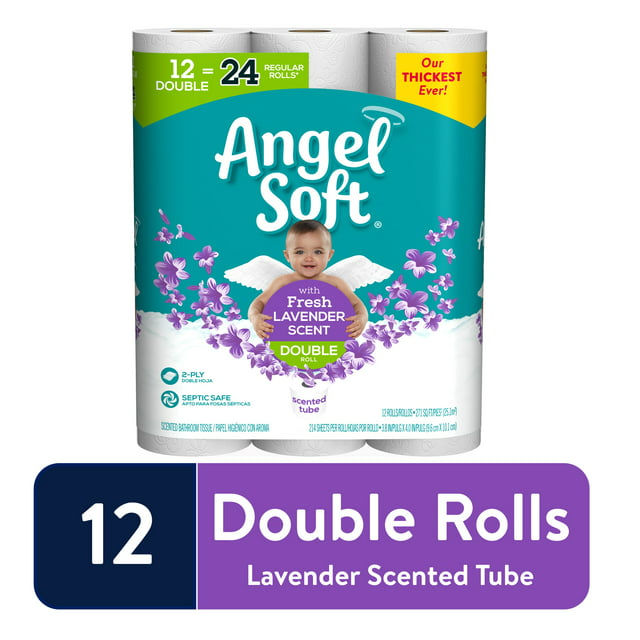 Angel Soft Toilet Paper with Fresh Lavender Scent, 12 Double Rolls