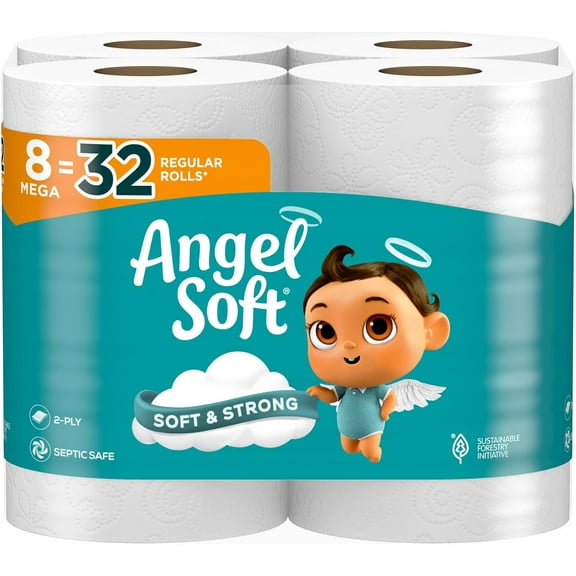 Angel Soft Toilet Paper with Fresh Lavender Scent, 8 Mega Rolls = 32 Regular Rolls, 2-Ply Bath Tissue, 320 Sheets