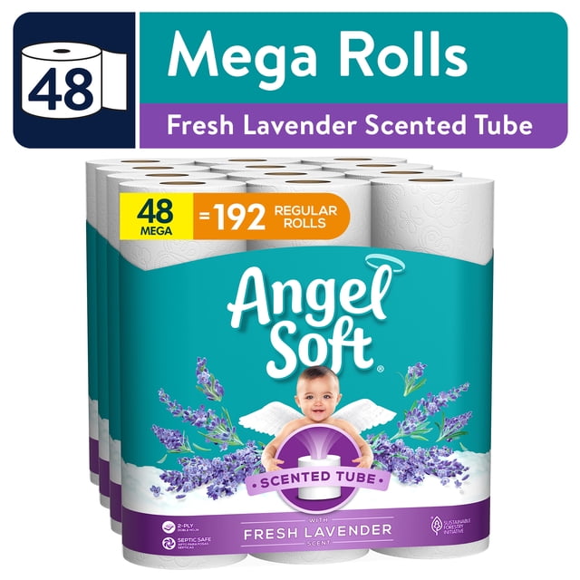Angel Soft Toilet Paper with Fresh Lavender Scented Tube, 48 Mega Rolls