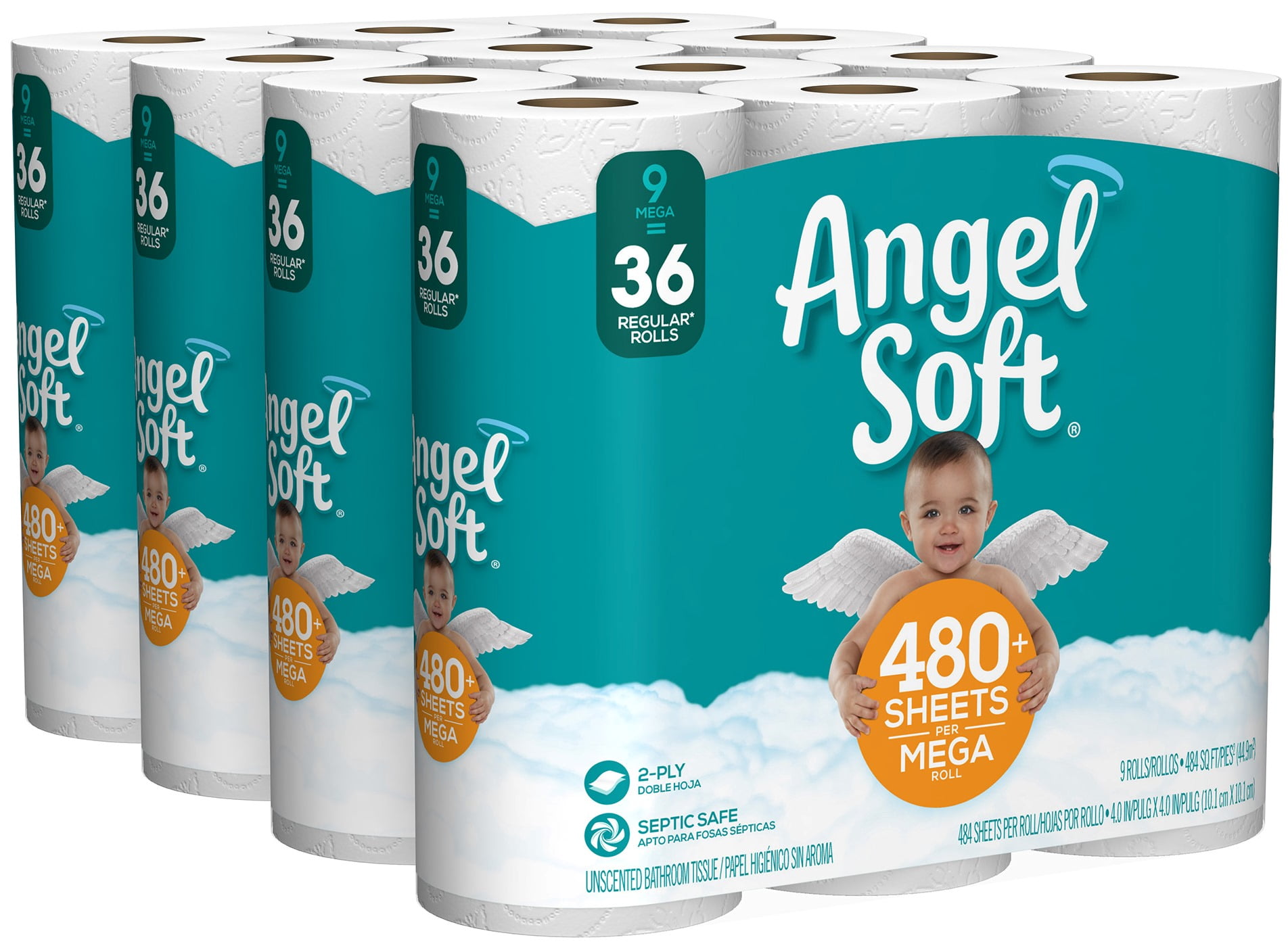 Angel Soft Bathroom Toilet Paper, 36 Mega Rolls (=144 Regular Rolls) - Walmart.com