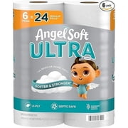Angel Soft Ultra Toilet Paper, 6 Mega Rolls = 24 Regular Rolls, 2 Ply Toilet Tissue 1 pack