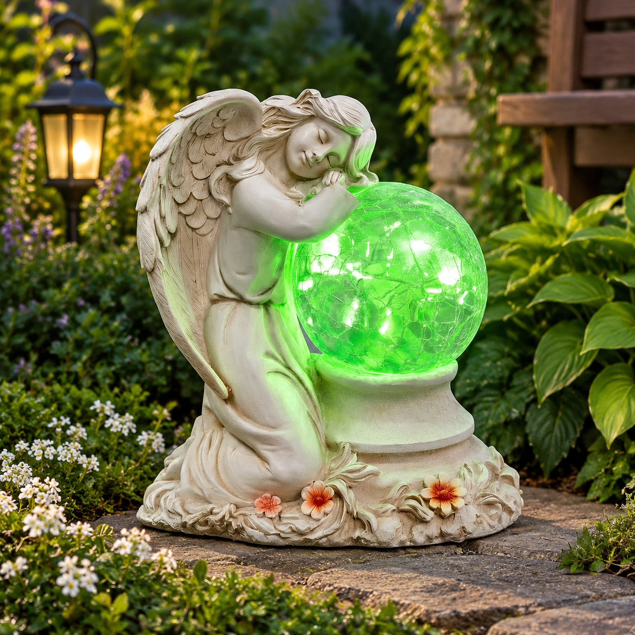 Solar Statue Angel Solar Garden Statue Outdoor Memorial Figurine for Yard and Patio ...