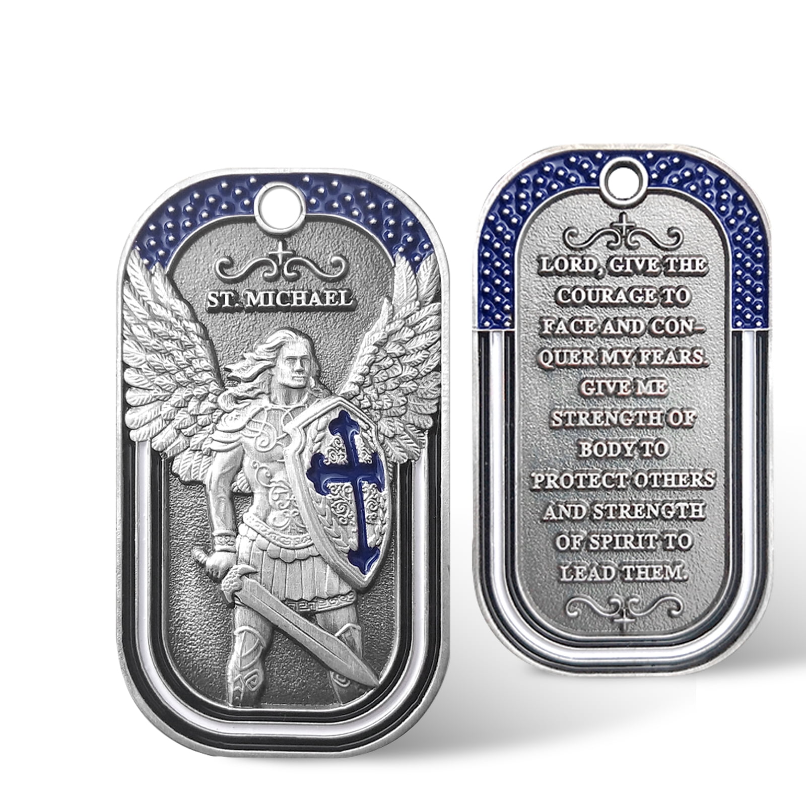 2pcs/set 201 stainless steel christian engraved cross bible verse dog tag pendant necklace men's religious prayer amulet jewelry gift | Free Shipping On Items Shipped From