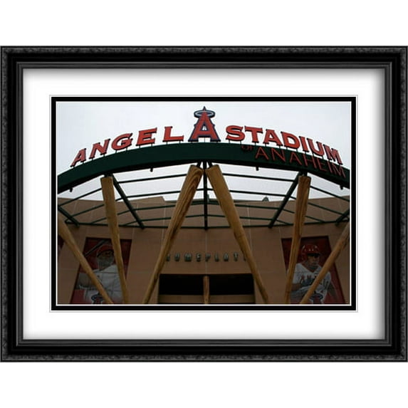 Angel Stadium of Anaheim 2x Matted 36x28 Large Black Ornate Framed Art Print from the Stadium Series