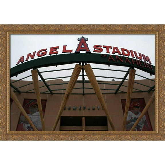 Angel Stadium of Anaheim 40x28 Large Gold Ornate Wood Framed Canvas Art - Home of the Los Angeles Angels of Anaheim