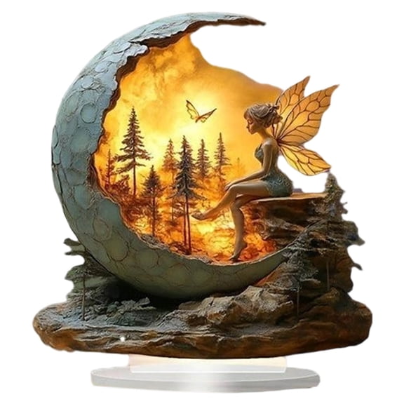 Angel Statue - Acrylic Prayer Figurine, Desk Ornament | 2D Transparent Angelic Sculpture for Home Living Room Bedroom Bookshelf Tabletop Wedding Shelf Decor Spiritual Centerpiece Mantel Display