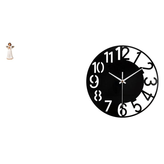 Angel Statue Figurine Acrylic Wall Clock Modern Decor Set with Silent Operation for Bathroom Corridor Hotel