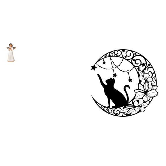 Angel Statue Figurine Minimalist Metal Wall Sculpture Ornament Resin Iron Material for Shelf Mantel Garden