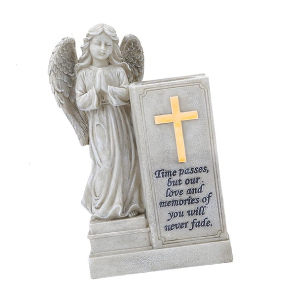 Angel Statue Garden Decors Fluorescent Angel Figurines Resin Praying Angel Garden Memorial Sculptures Angel Sculptures
