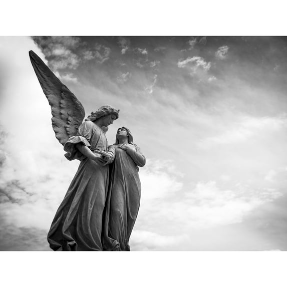 Angel Statues Black White Photo Extra Large XL Wall Art Poster Print