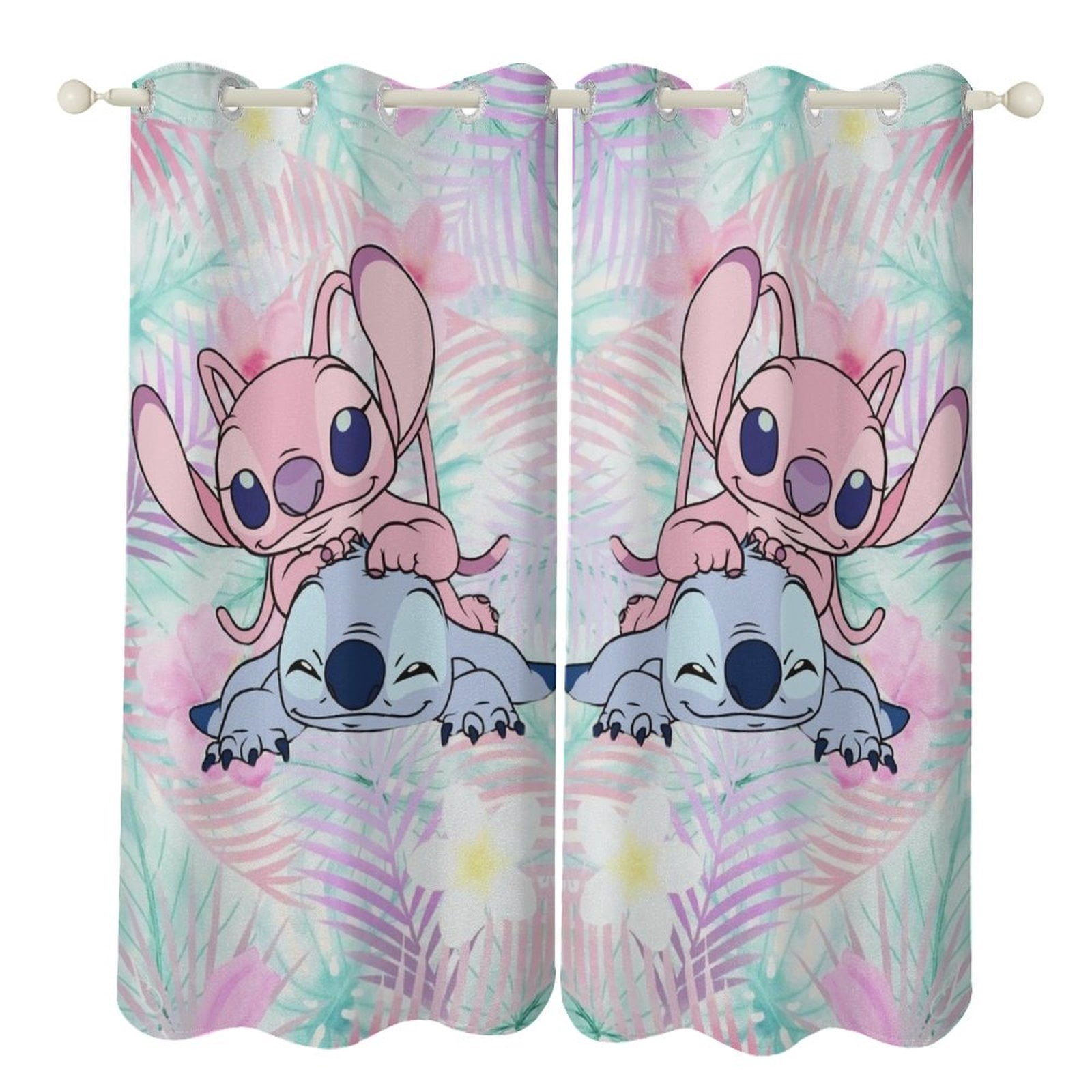 Angel & Stitch Curtains,Blackout Curtains for Bedroom,2 Thick Layers ...