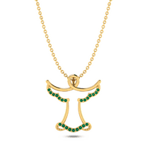 Angel Style Round Emerald Gold Plated Pendant Valentine's Day Gift For Girlfriend || Ali Baba Jewellery