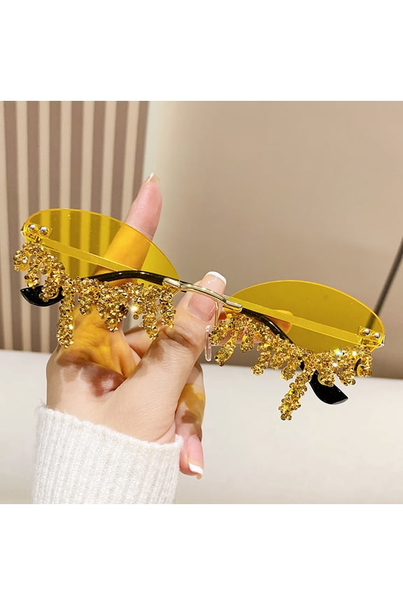 Angel Tears Rhinestone Sunglasses - Funny and Creative Sunglasses for Photos