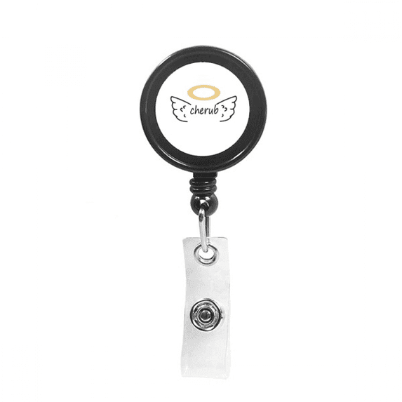 Angel Text Stickers Art Deco Fashion Retractable Keychain Badge Holder ID Badge