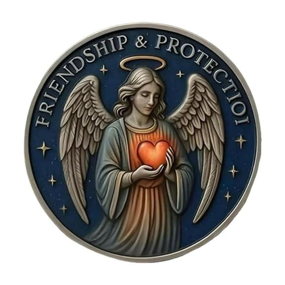Angel Themed Commemorative Collectible Coin, Meaningful Religious Gift Ornament, Engraved Faith Keepsake Token, Decorative Souvenir With Permanent Collection Value