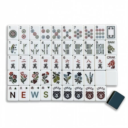 Angel Tree American Mahjong Set, 160 Acrylic 4-Layer Tiles, Dark Navy