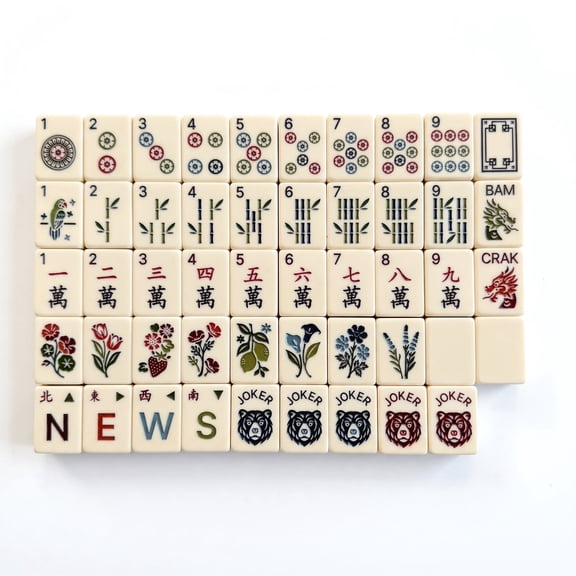 Angel Tree American Mahjong Set, 160 Acrylic 4-Layer Tiles, Dark Navy