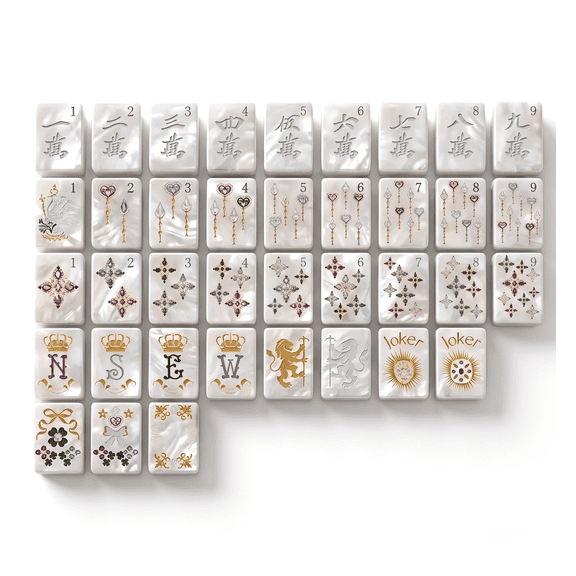 Angel Tree American Mahjong Set – 160 Acrylic Mahjong Tiles, Pearl Diamond