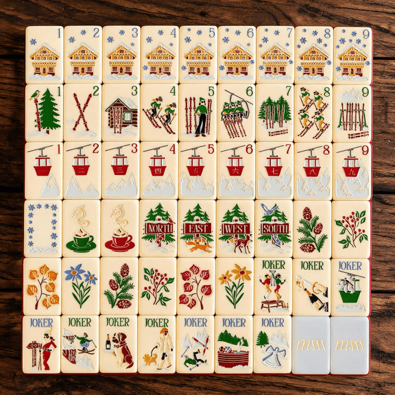 Angel Tree American Mahjong Set 160 Tiles Winter Wonderland 3-Layer Mahjong Tiles Acrylic