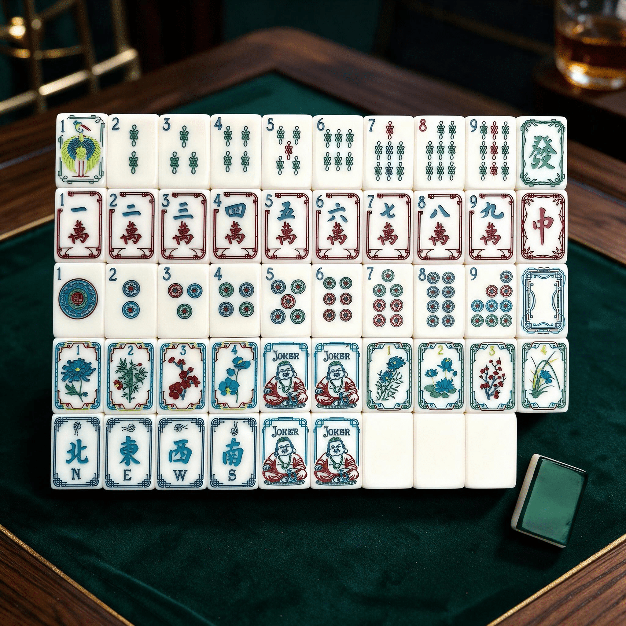 Angel Tree Chinese Design American Mahjong Set 160 Tiles Emerald Green ...