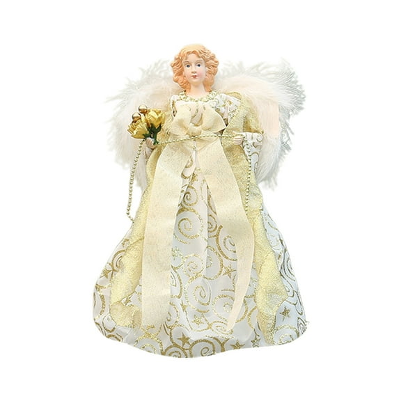 Angel Tree Topper with Soft Wings and Star for Christmas Holiday Party Decor Durable Fabric and Material A