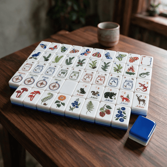 Angel Tree Forest Theme American Mahjong Set 160 Tiles 4-Layer Acrylic Mahjong Tiles