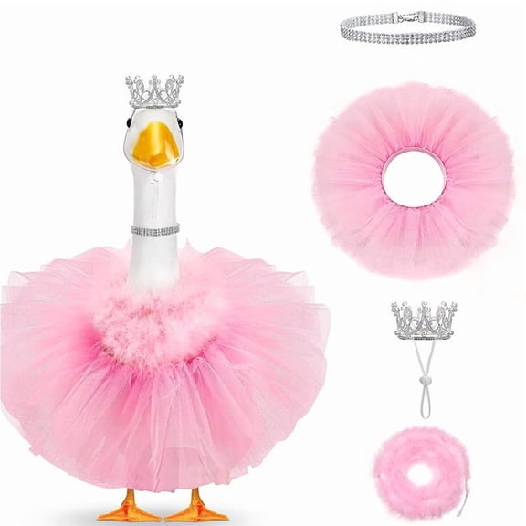 Angel Tutu Porch Goose Outfit Set, with Halo and Crown for Summer Yard Decor