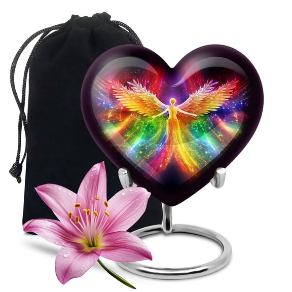 Angel Urns For Ashes, Large & Decorative Urn, Cremation & Memorial Gifts For Male And Female, Urns For Funeral And Burial , Handcrafted Urn For Ash, Brown 10 Inch Tall, Multi-Colour