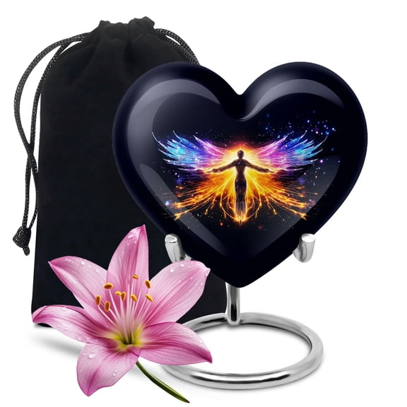 Angel Urns For Human Ashes Adult Man And Woman, Memorial Urn For Humans Ash, Cremation Box, Urns For Burial & Cremation, Large Decorative Urn, 10 Inch Tall, Blue, Set Of 1