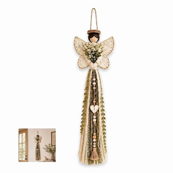Angel Wall Hangin, Vintage Rustic Farmhouse Aesthetic, Durable Woven Structure, Simple to Place on Any Door Wall porches or gardens