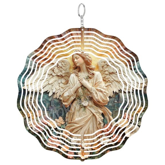 Angel Wind Spinner Metal Outdoor Decor Classical Renaissance Antique Gold Finish